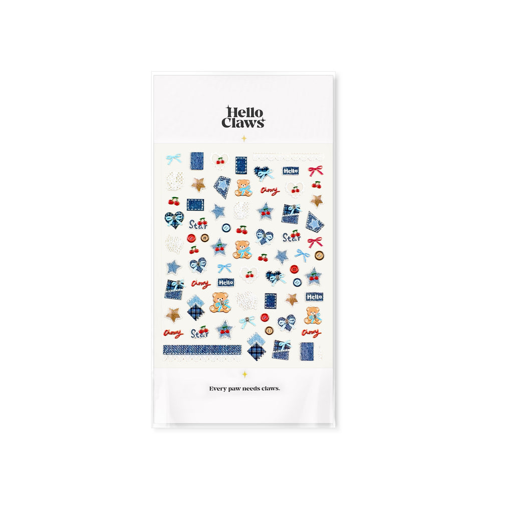 LuLuFun Studio Cherry Bear Jeans Nail Deco Stickers - DIY Manicure Art