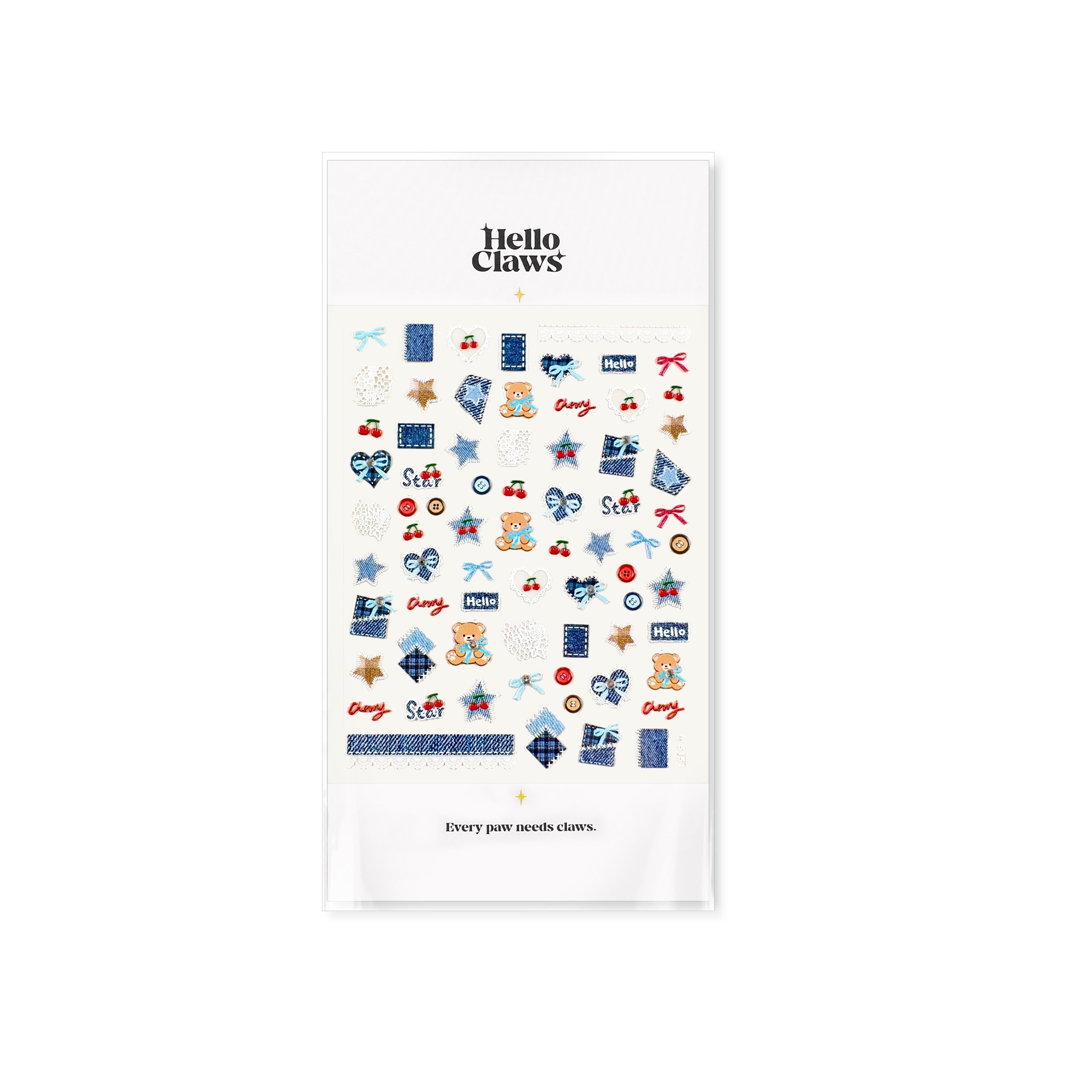 LuLuFun Studio Cherry Bear Jeans Nail Deco Stickers - DIY Manicure Art