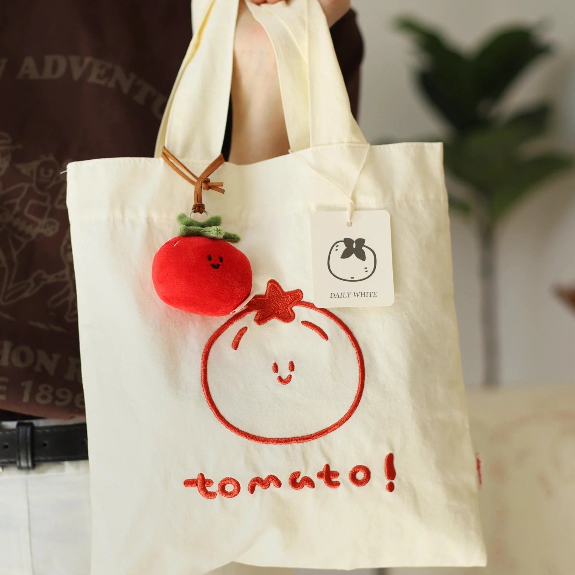 LuLuFun Studio Tomato Print Cotton Canvas Tote Bag - Handmade Shopper