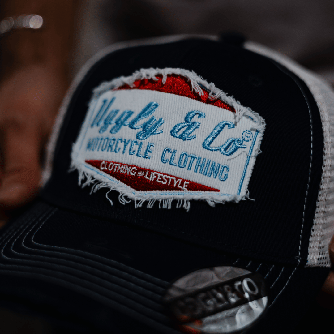 Uggly and Co Blue Diamond Trucker Hat – Vintage Distressed Mesh Cap