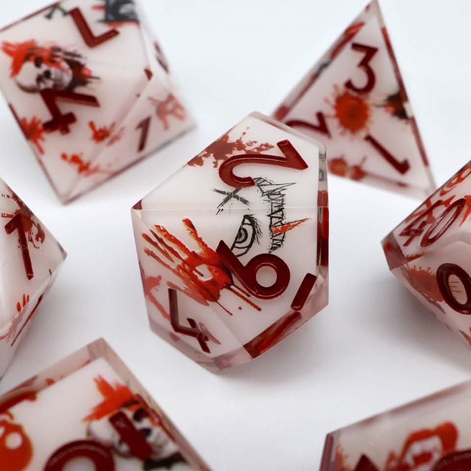 Touch of Death | Sharp Edge Dice | Resin | 7 Piece Set