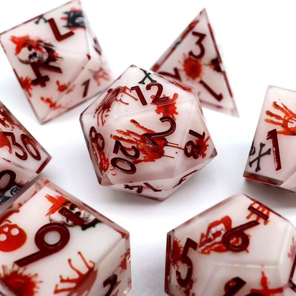 Touch of Death | Sharp Edge Dice | Resin | 7 Piece Set