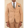 TP-23 - Men's Camel 3 Piece Linen Summer Wedding Suit