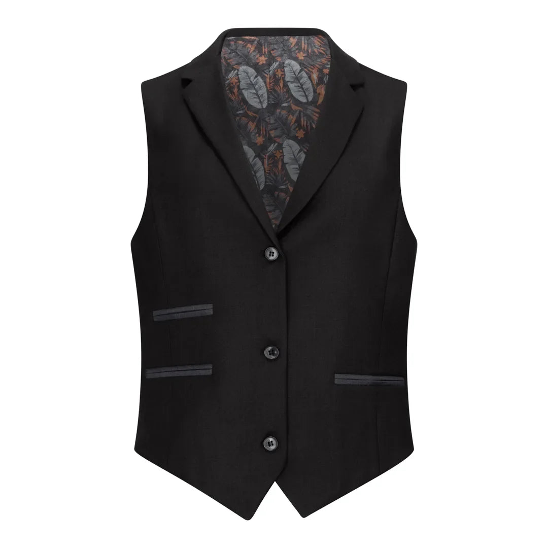TPW-13 - Women's 3 Piece Plain Black Suit