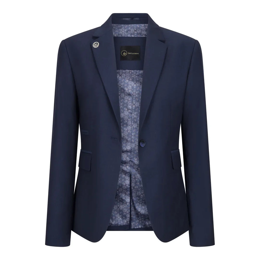 TPW-14 - Women's 3 Piece Plain Navy Blue Suit