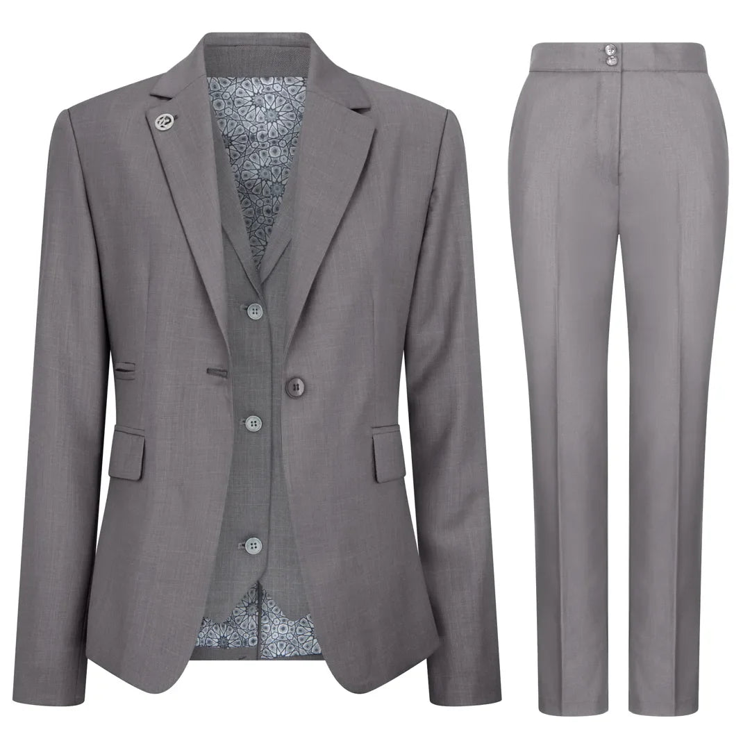 TPW-15 - Women's 3 Piece Plain Grey Suit