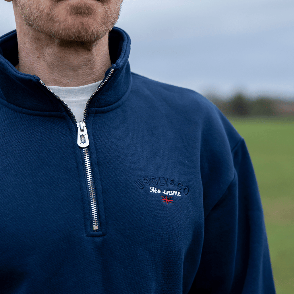 Uggly & Co Navy Union Jack Quarter-Zip - Heavyweight Fleece Jumper