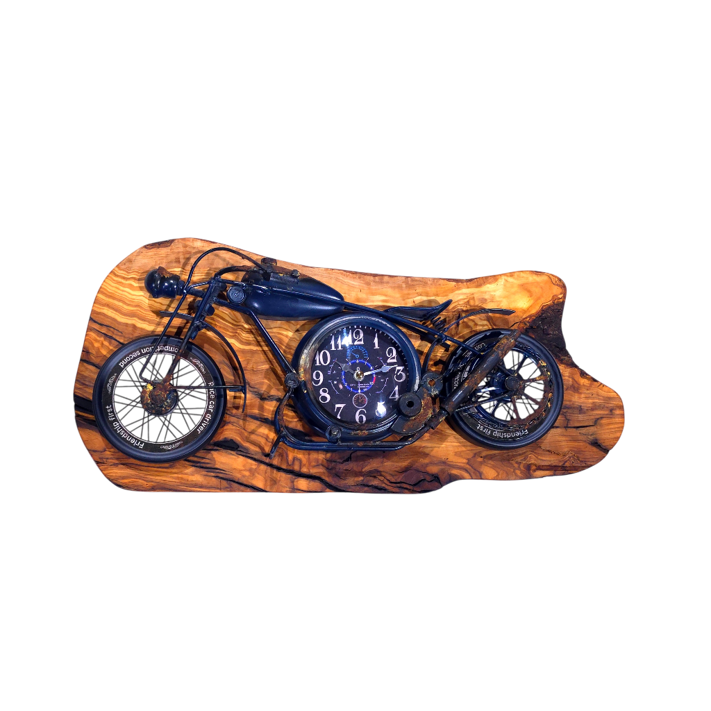 Beautiful rustic motorbike clock