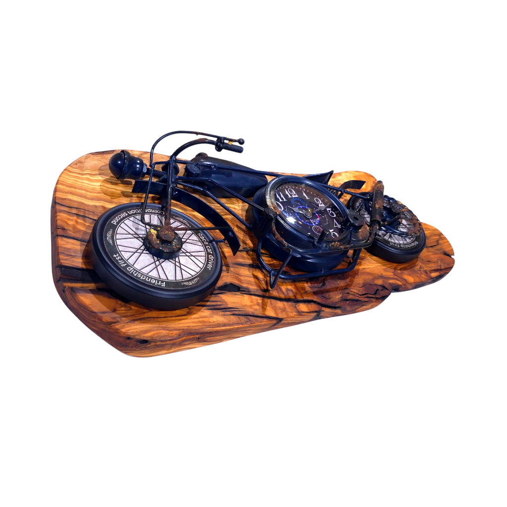 Beautiful rustic motorbike clock