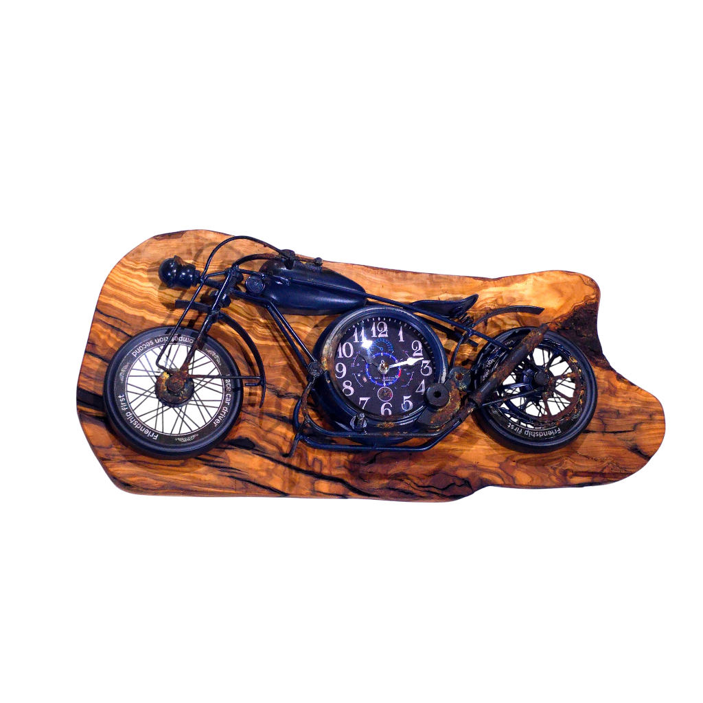 Beautiful rustic motorbike clock