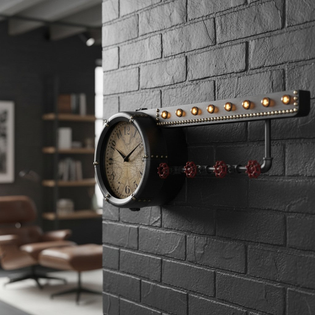 Beautiful shelf with clock and hooks