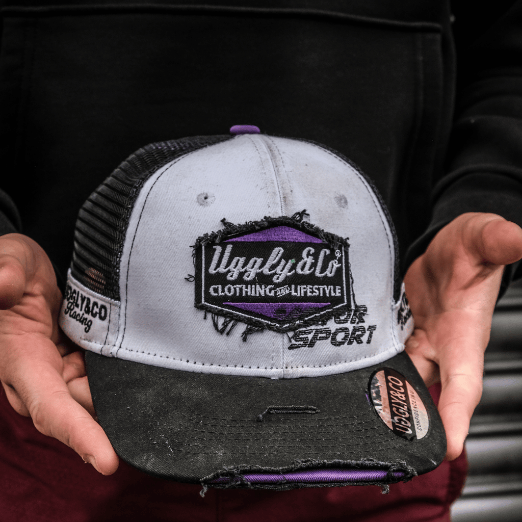 Uggly and Co x JDM Racing Purple Diamond Trucker Hat - Motorsport Cap