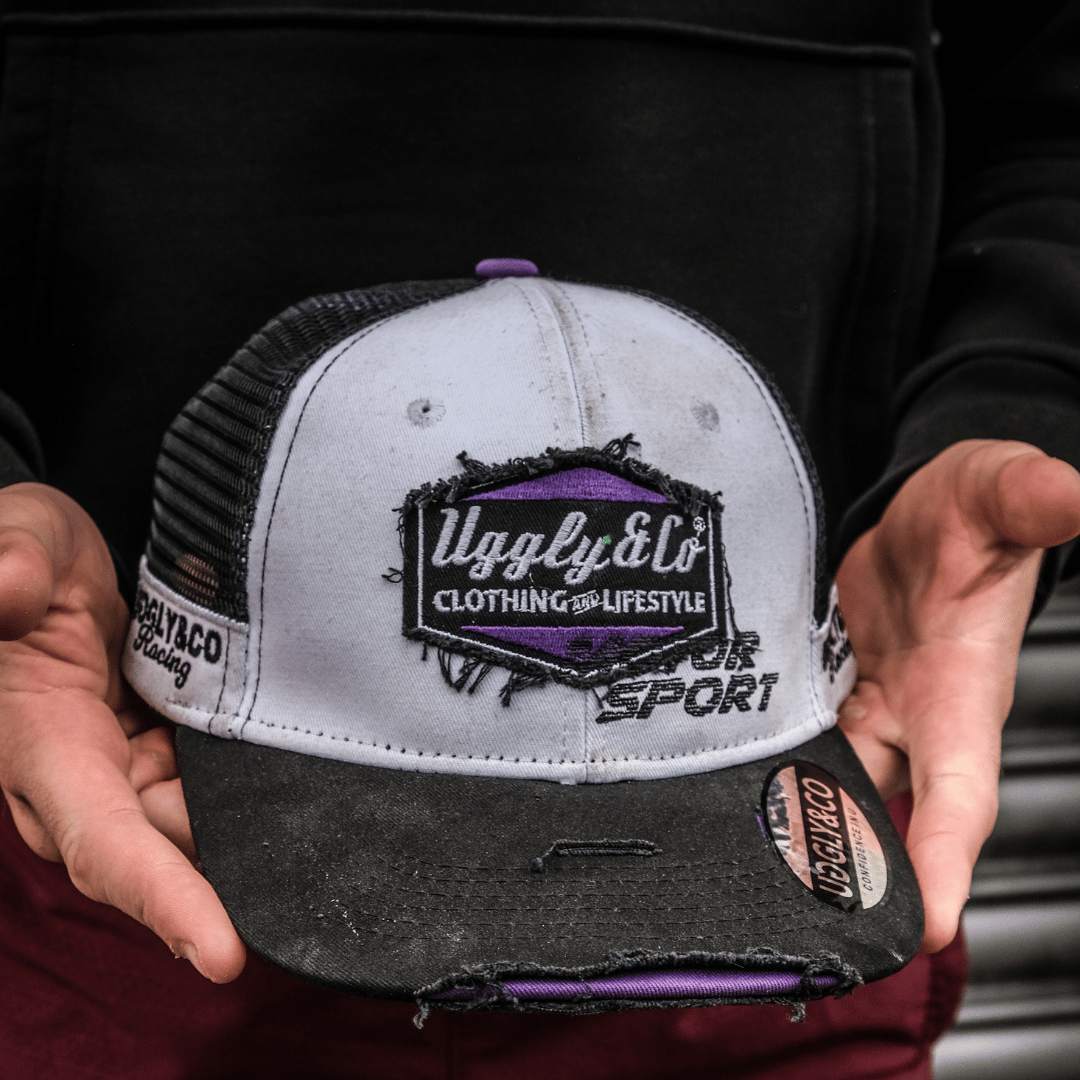 Uggly and Co x JDM Racing Purple Diamond Trucker Hat - Motorsport Cap
