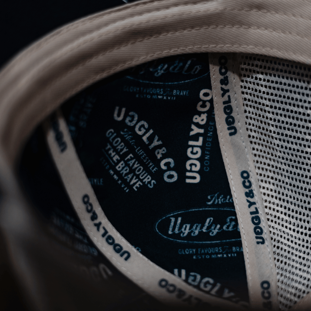 Uggly and Co Blue Diamond Trucker Hat – Vintage Distressed Mesh Cap