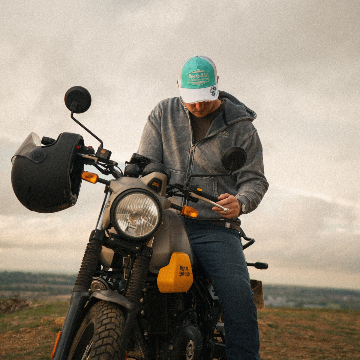 Uggly & Co Turquoise & White Diamond Trucker Hat – Vintage Distressed Cap