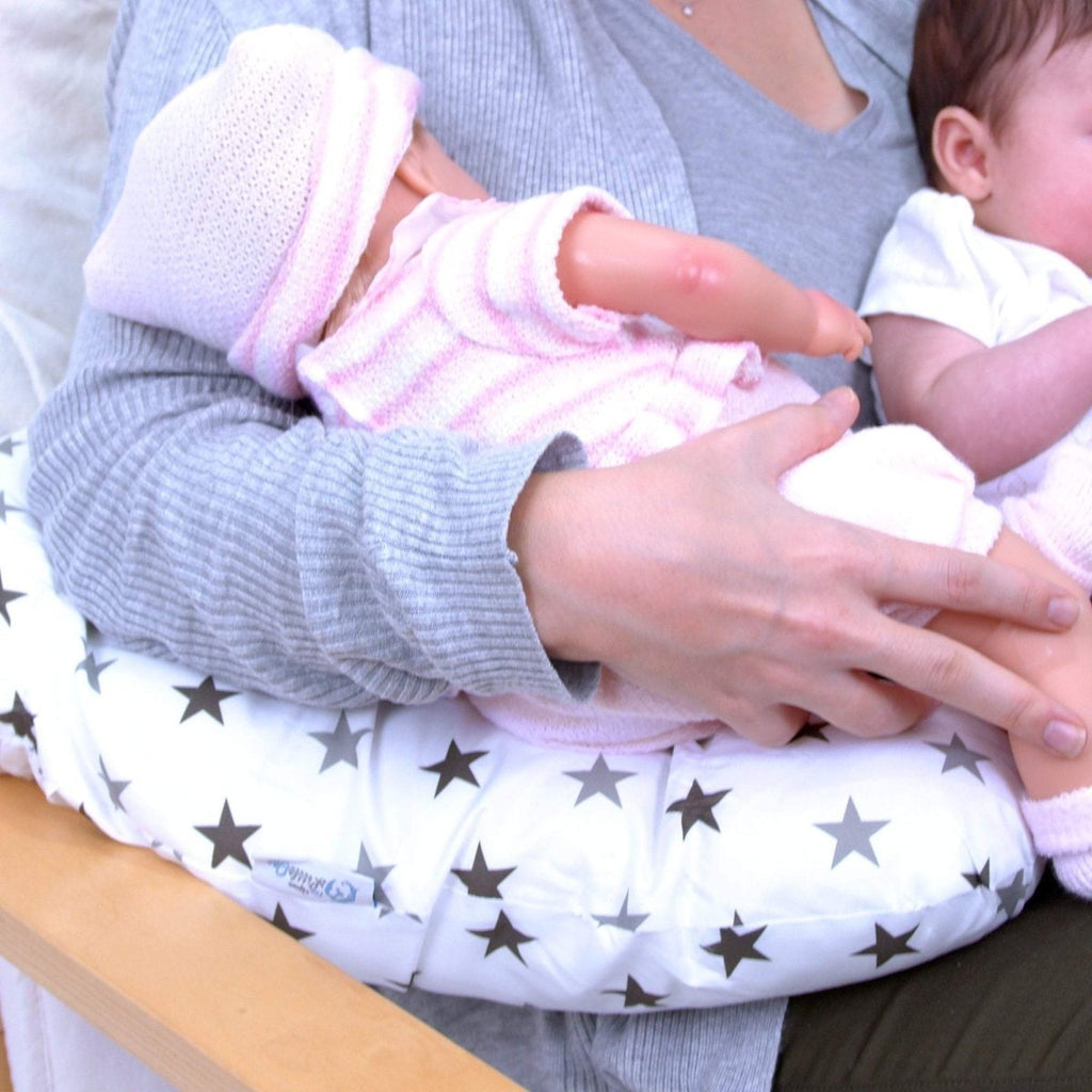 Twin Nursing Pillow by For Your Little One | Tandem Feeding - Silver Stars