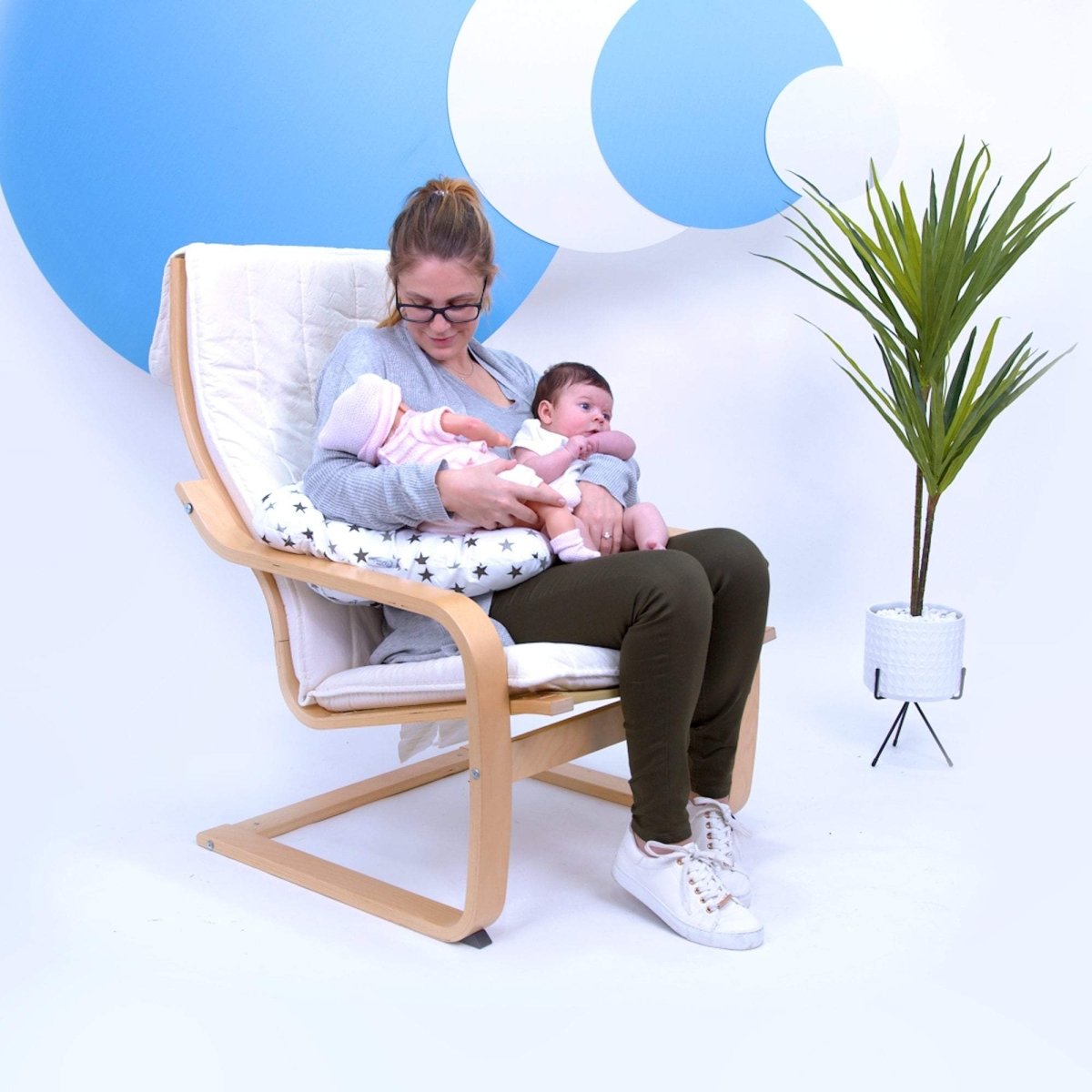 Twin Nursing Pillow by For Your Little One | Tandem Feeding - Silver Stars