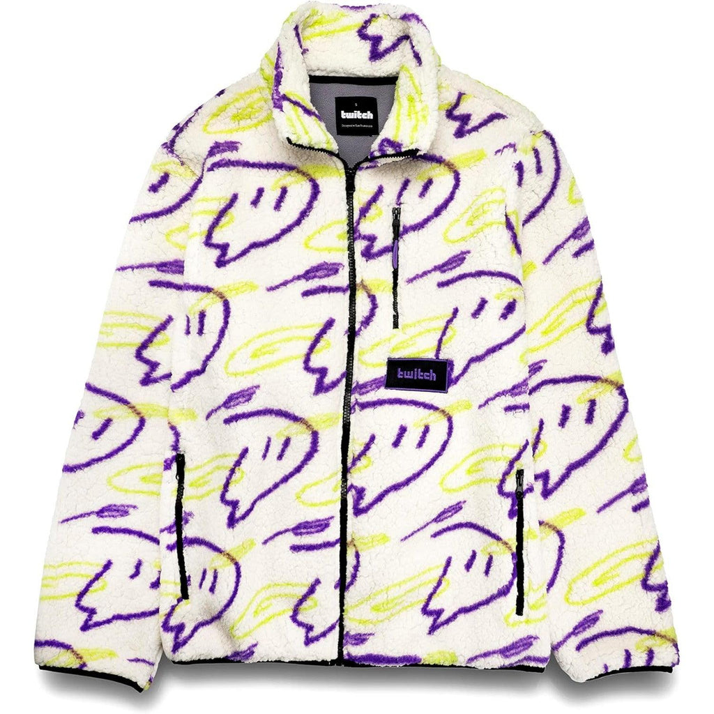 Twitch Sherpa Jacket – Oversized Mock Neck Full Zip Graphic Outerwear