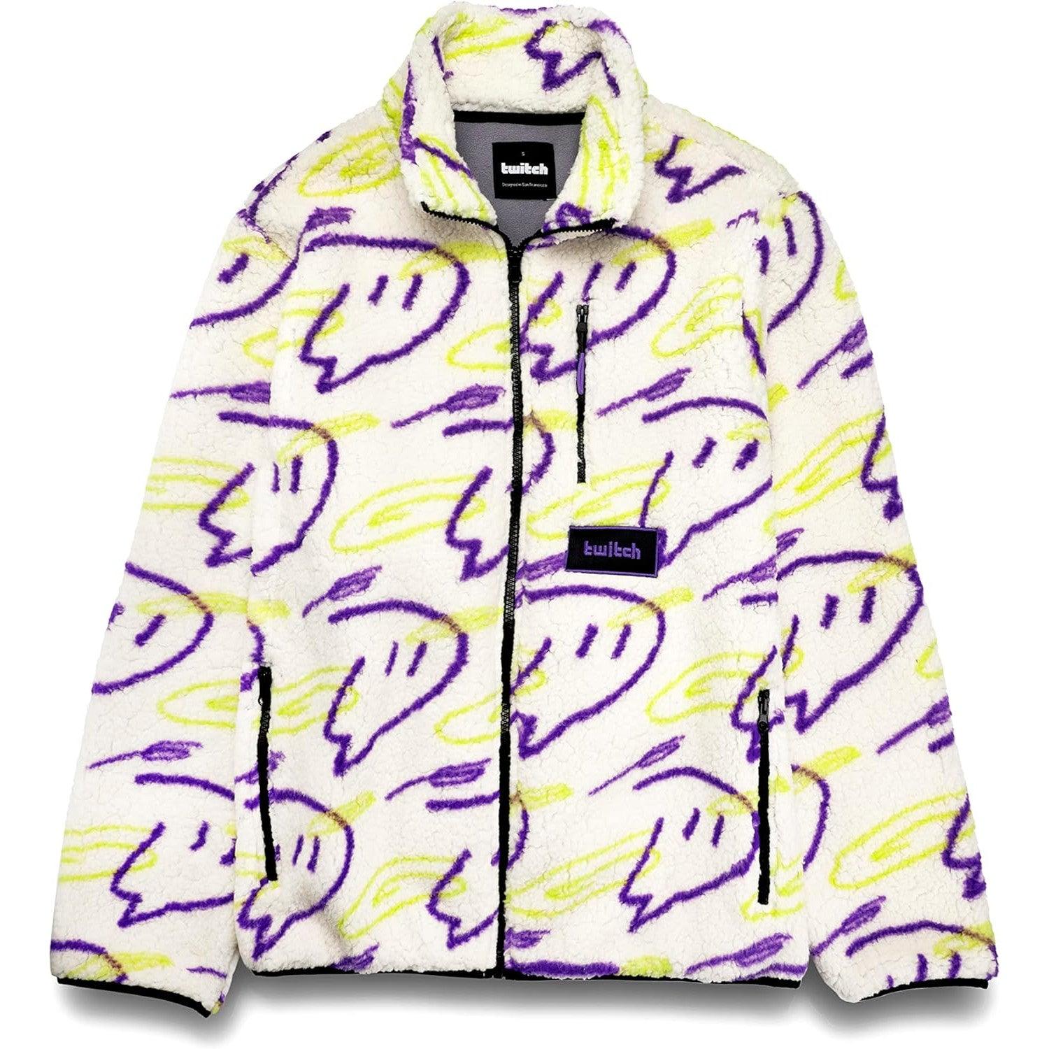 Twitch Sherpa Jacket – Oversized Mock Neck Full Zip Graphic Outerwear