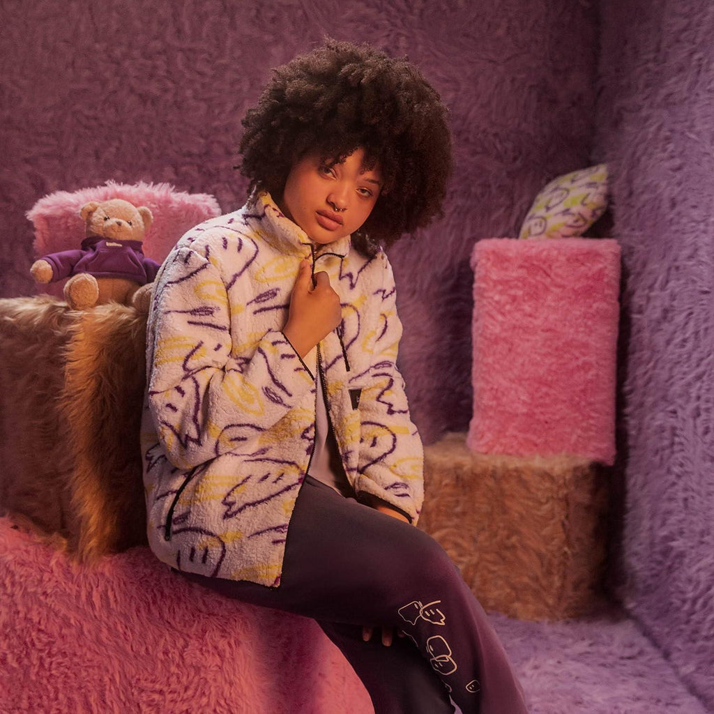 Twitch Sherpa Jacket – Oversized Mock Neck Full Zip Graphic Outerwear
