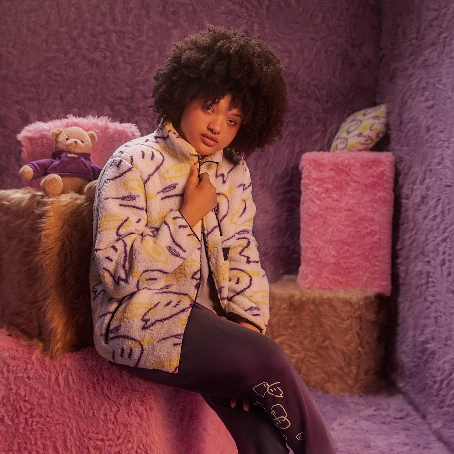 Twitch Sherpa Jacket – Oversized Mock Neck Full Zip Graphic Outerwear