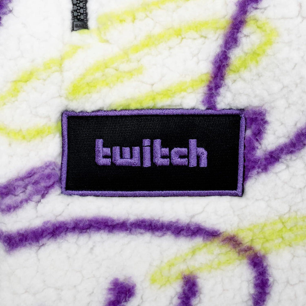 Twitch Sherpa Jacket – Oversized Mock Neck Full Zip Graphic Outerwear