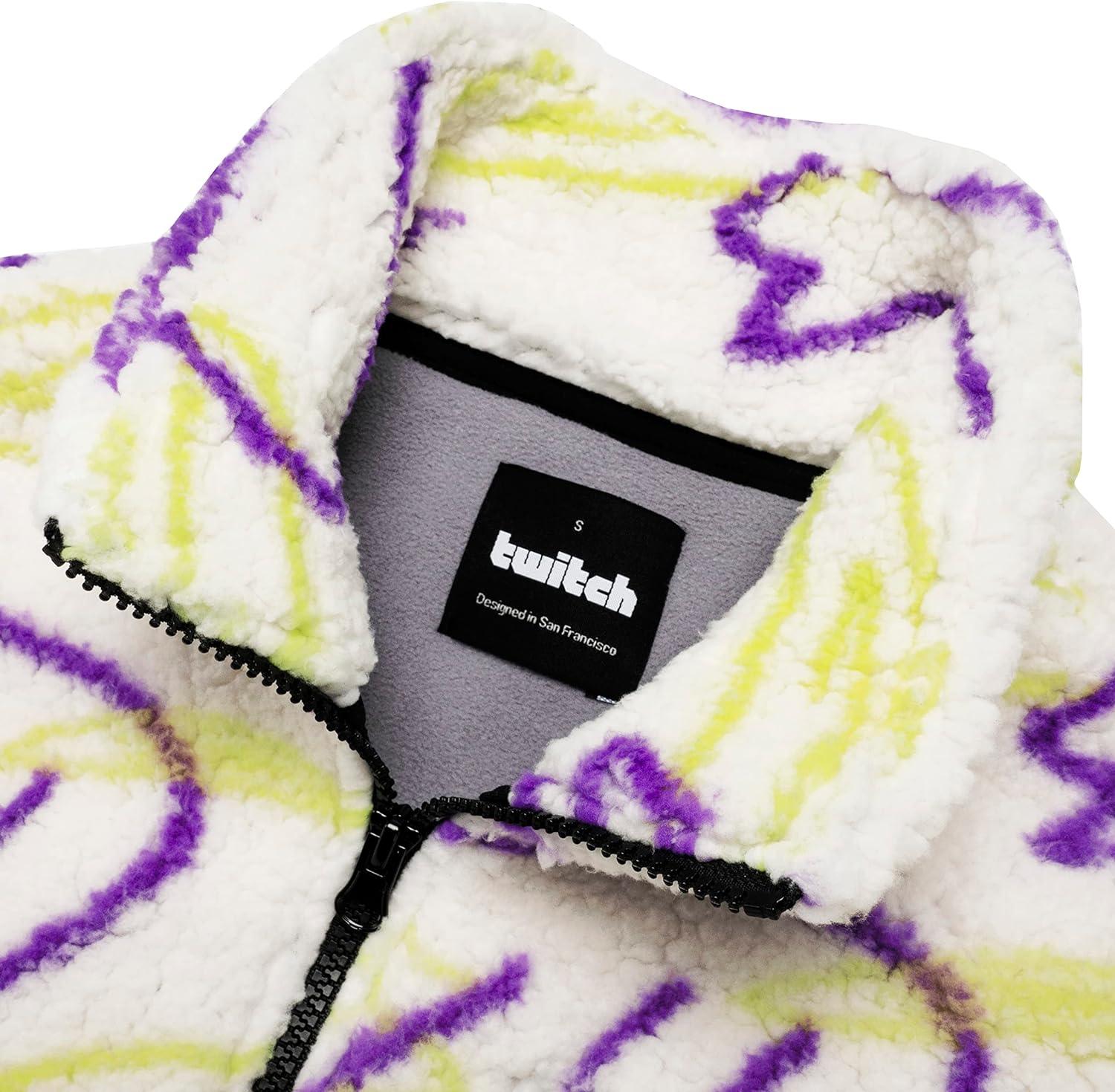 Twitch Sherpa Jacket – Oversized Mock Neck Full Zip Graphic Outerwear
