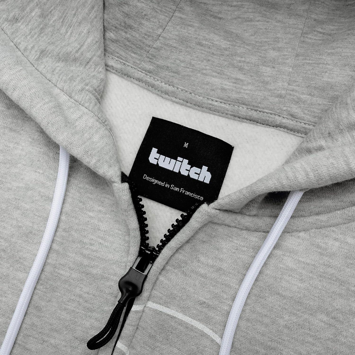 Twitch Official Zip-Up Hoodie – Gray Cotton Blend Unisex Sweatshirt