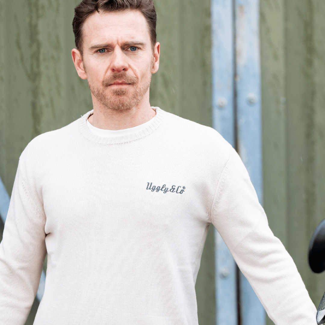 Uggly and Co Bone U&C Heavyweight Cotton Knit Jumper – Vintage Wash