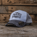 Uggly and Co Diamond Trucker Hat – Vintage Grey & White Distressed Cap