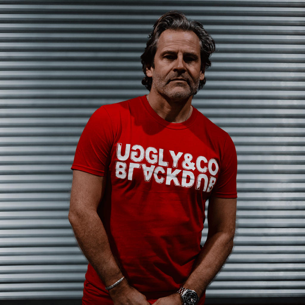 Uggly and Co Red Box Tee – 100% Cotton Motorcycle Graphic T-Shirt