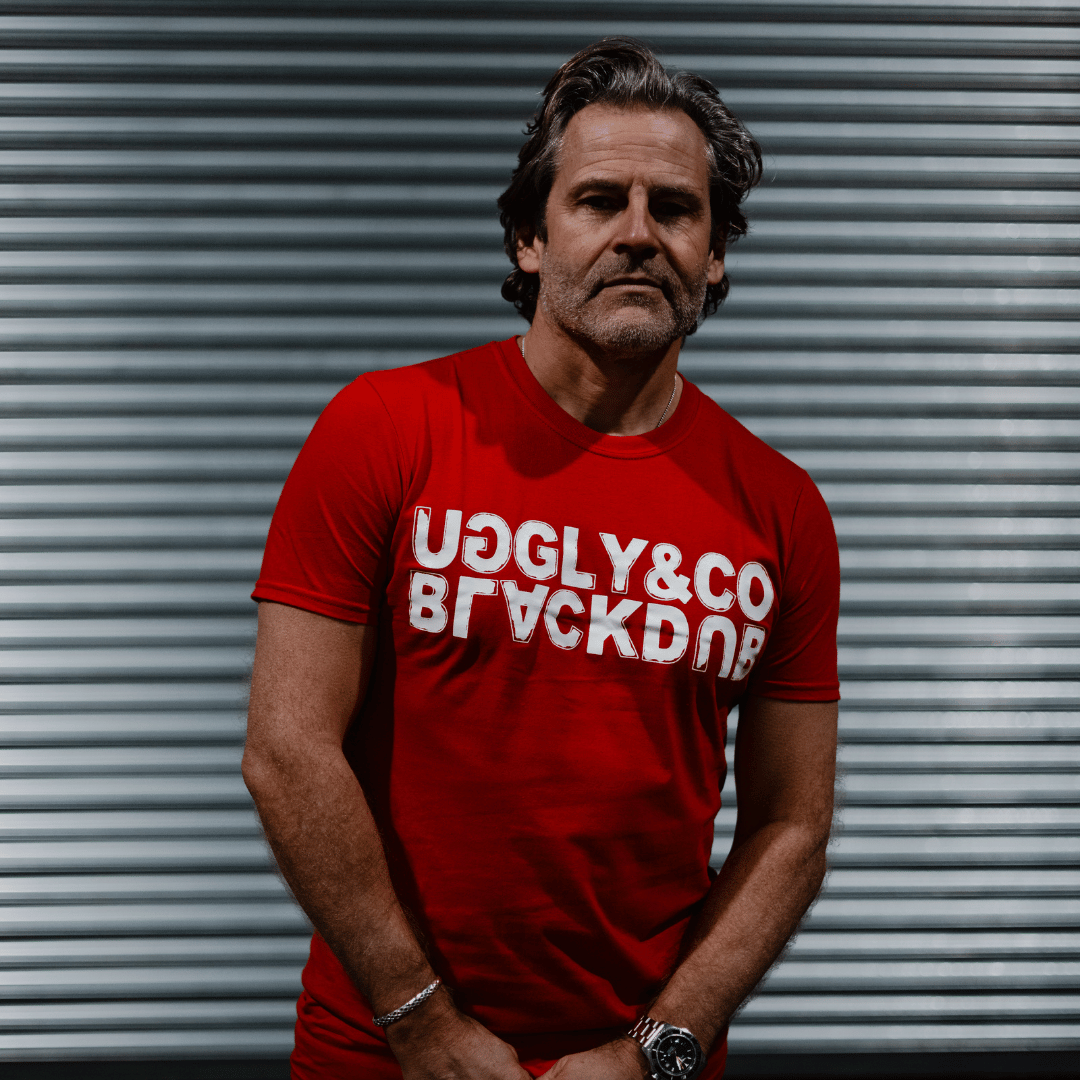 Uggly and Co Red Box Tee – 100% Cotton Motorcycle Graphic T-Shirt