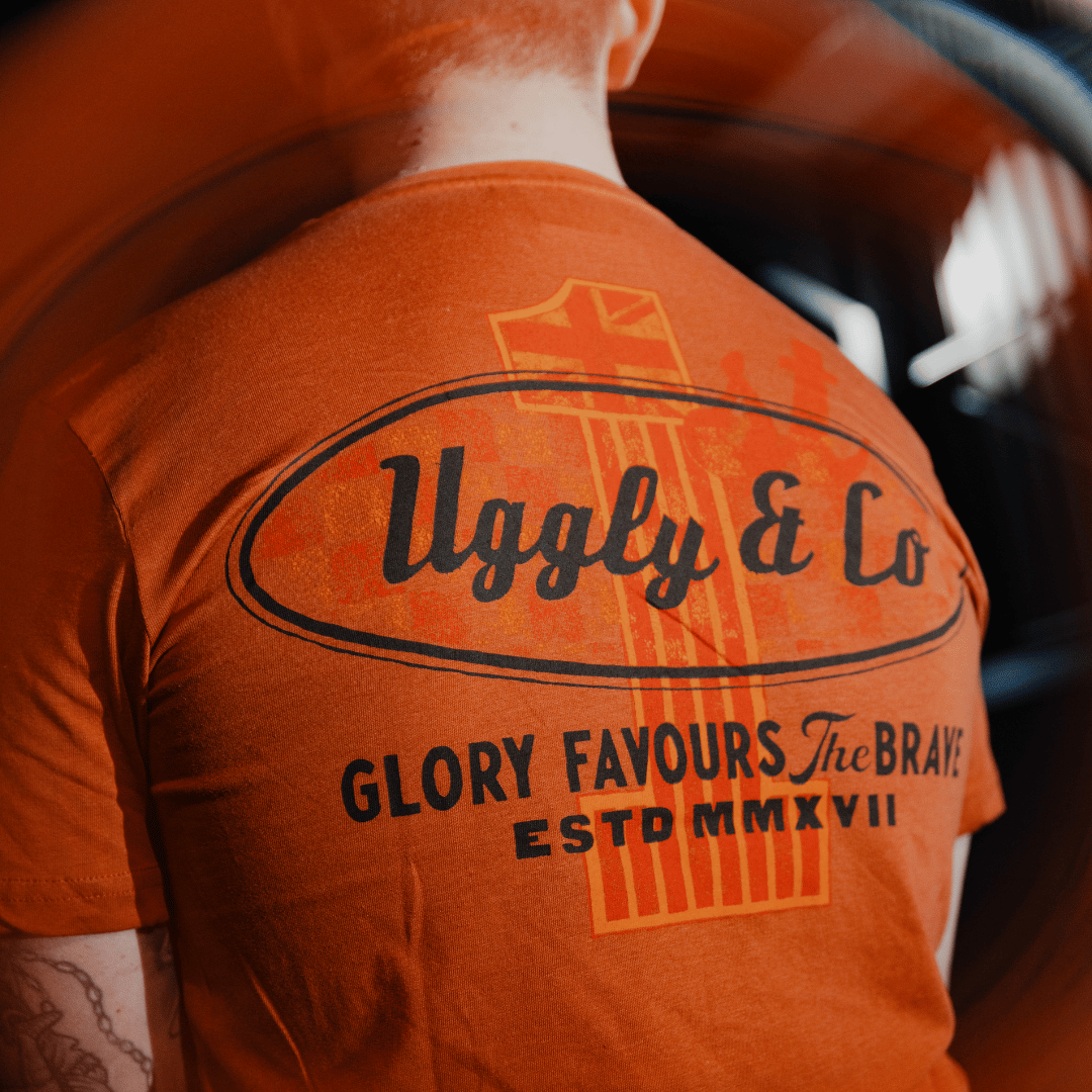 Uggly and Co Rust Flattrack No.1 Heavyweight Cotton Graphic Tee