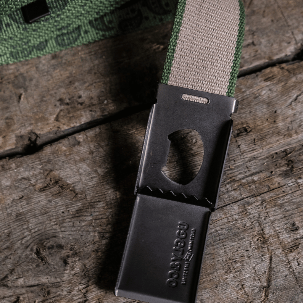 Uggly and Co Reversible Green Canvas Utility Belt with Bottle Opener