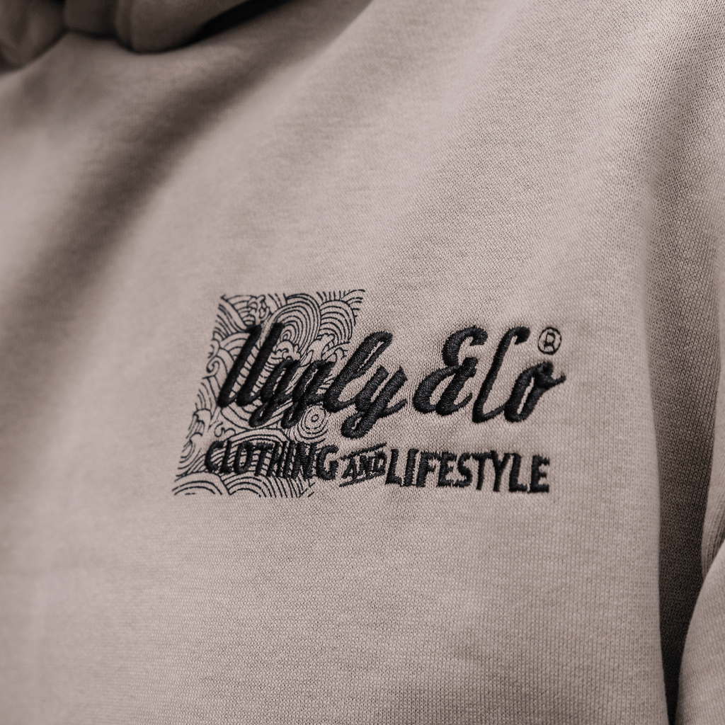 Uggly and Co Surf Diamond Hoodie – Heavyweight Fleece in Beige