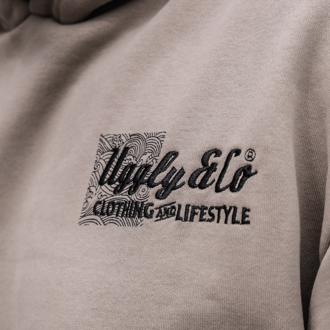 Uggly and Co Surf Diamond Hoodie – Heavyweight Fleece in Beige
