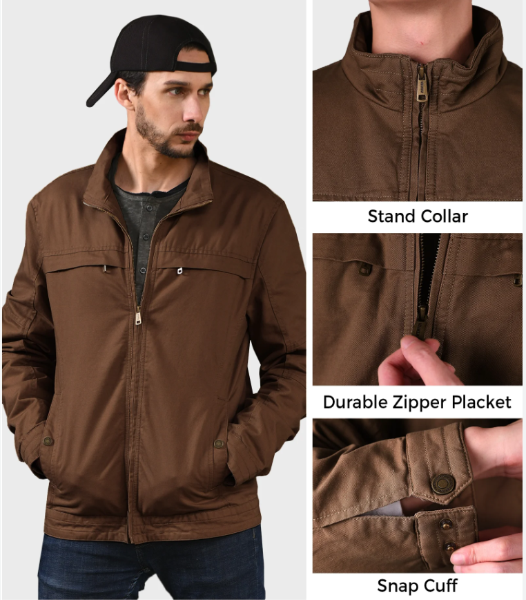 Massive Discounts Men's Cotton Harrington Jacket – Brown Lightweight Coat