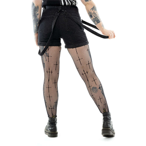 Vixxsin Undead Shorts – Black Stonewash Gothic Punk Denim Shorts