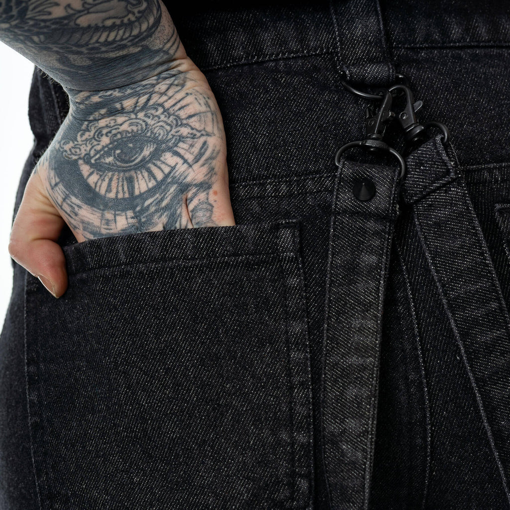 Vixxsin Undead Shorts – Black Stonewash Gothic Punk Denim Shorts