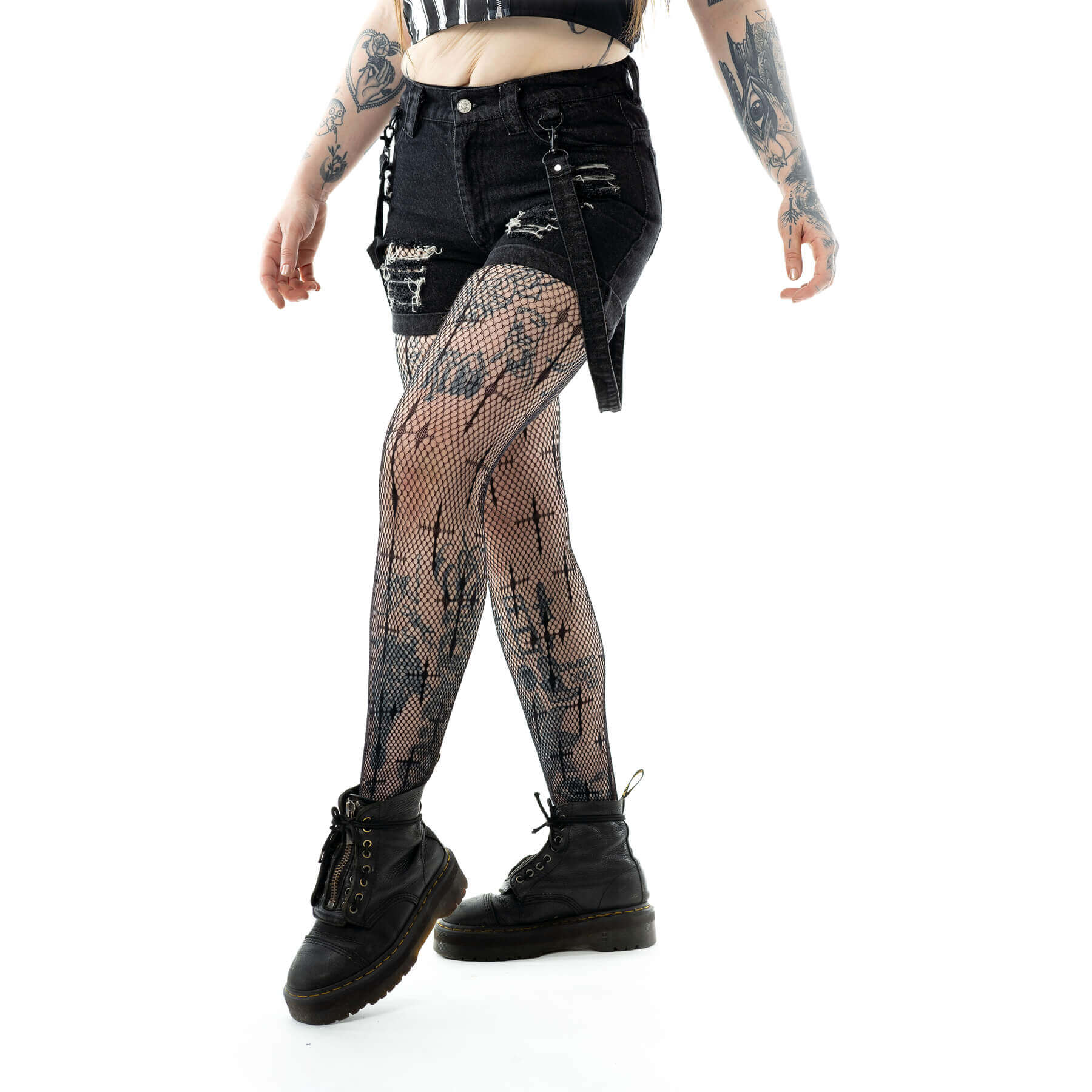 Vixxsin Undead Shorts – Black Stonewash Gothic Punk Denim Shorts