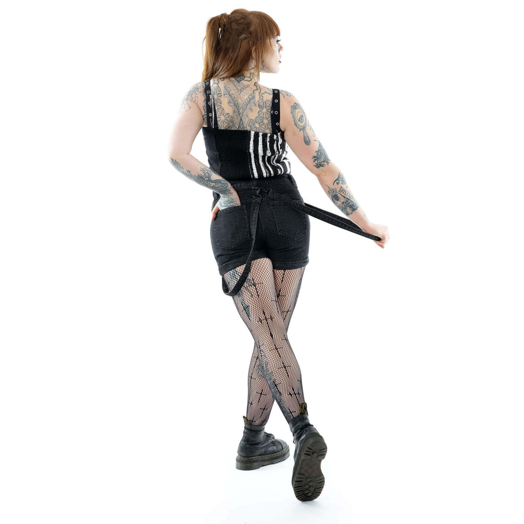 Vixxsin Undead Shorts – Black Stonewash Gothic Punk Denim Shorts