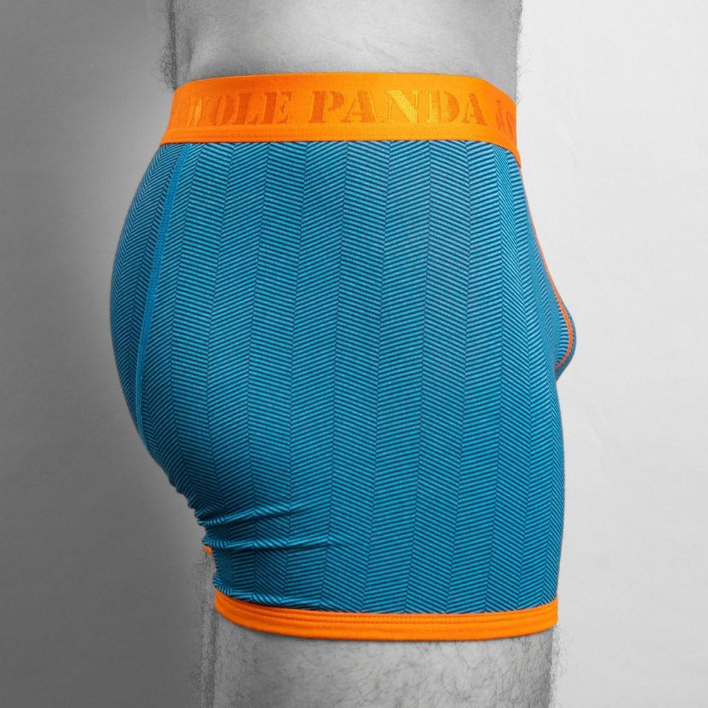 Swole Panda Bamboo Boxers – Blue Herringbone Breathable Men's Underwear