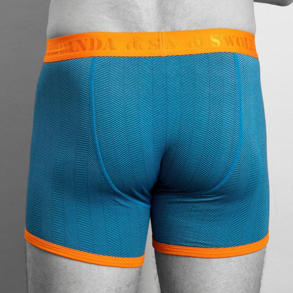 Swole Panda Bamboo Boxers – Blue Herringbone Breathable Men's Underwear