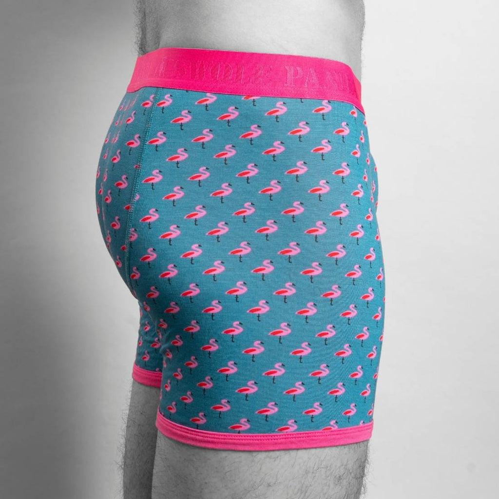 Swole Panda Bamboo Boxers – Flamingo Print Breathable Men's Underwear