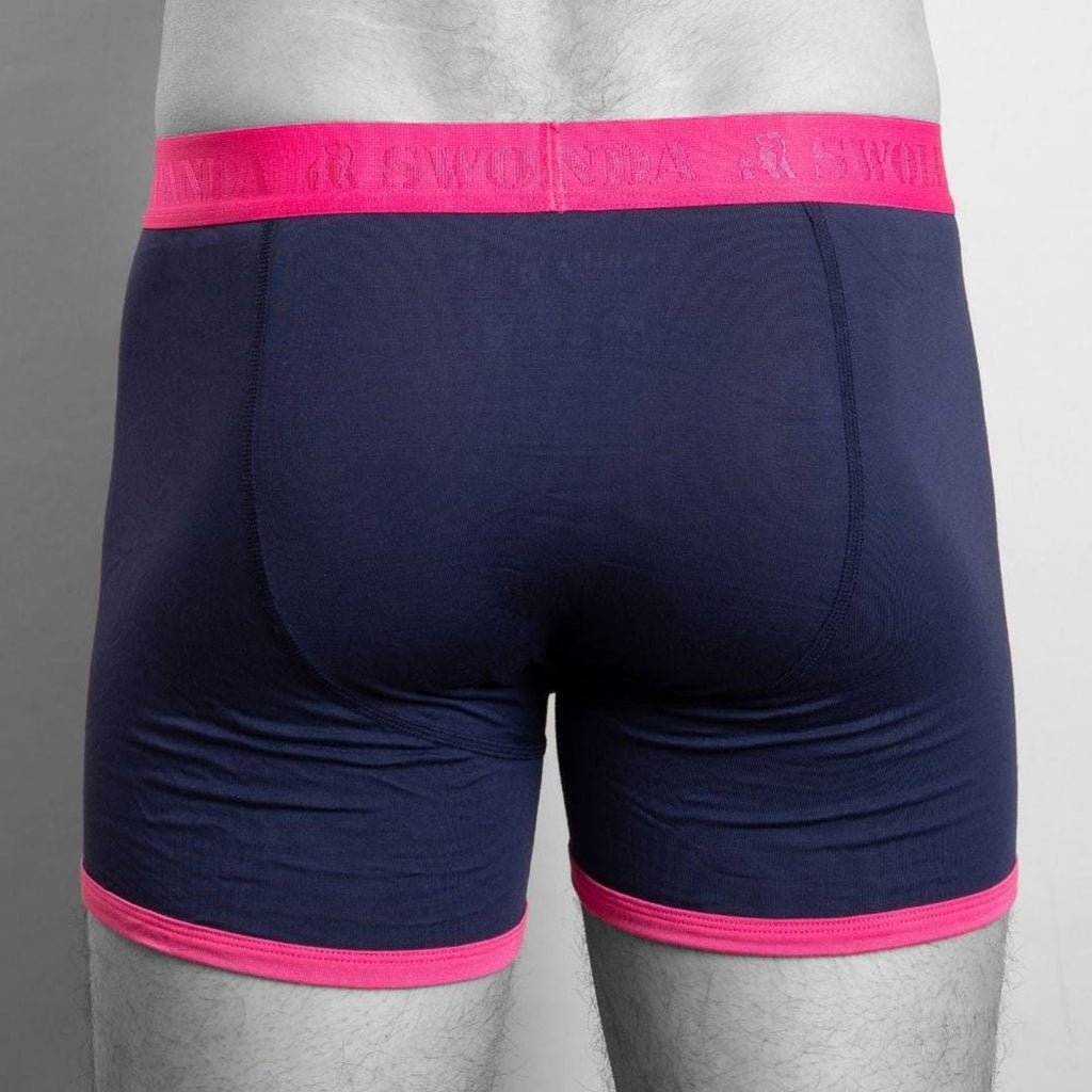 Swole Panda Bamboo Boxers – Breathable Navy Underwear with Pink Band