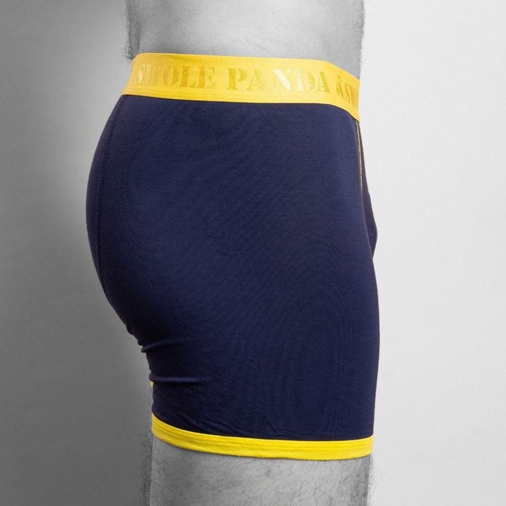 Swole Panda Bamboo Boxers – Breathable Men's Underwear in Navy Yellow