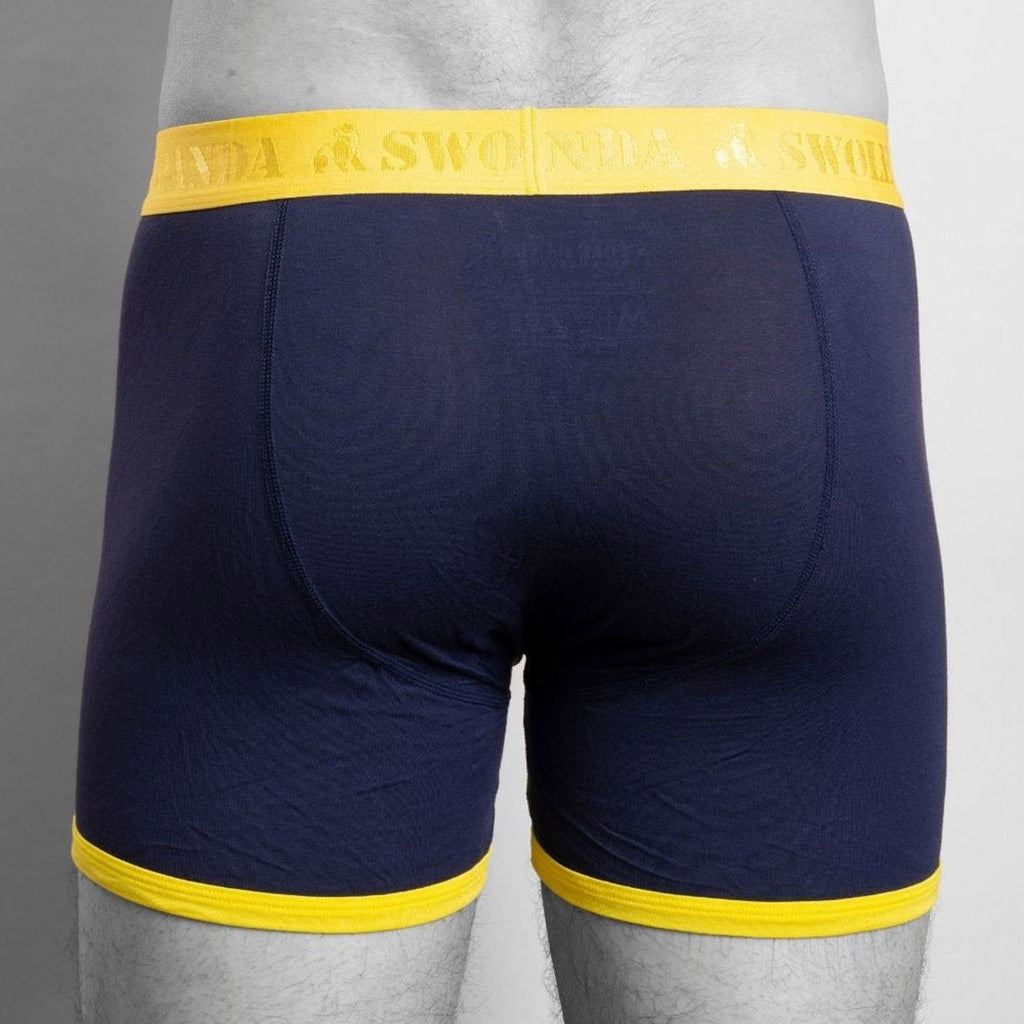 Swole Panda Bamboo Boxers – Breathable Men's Underwear in Navy Yellow
