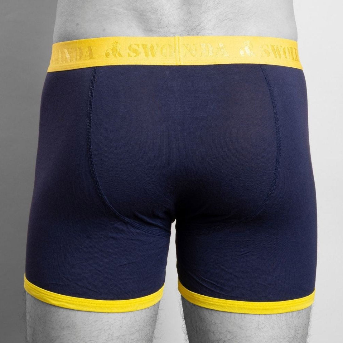 Swole Panda Bamboo Boxers – Breathable Men's Underwear in Navy Yellow