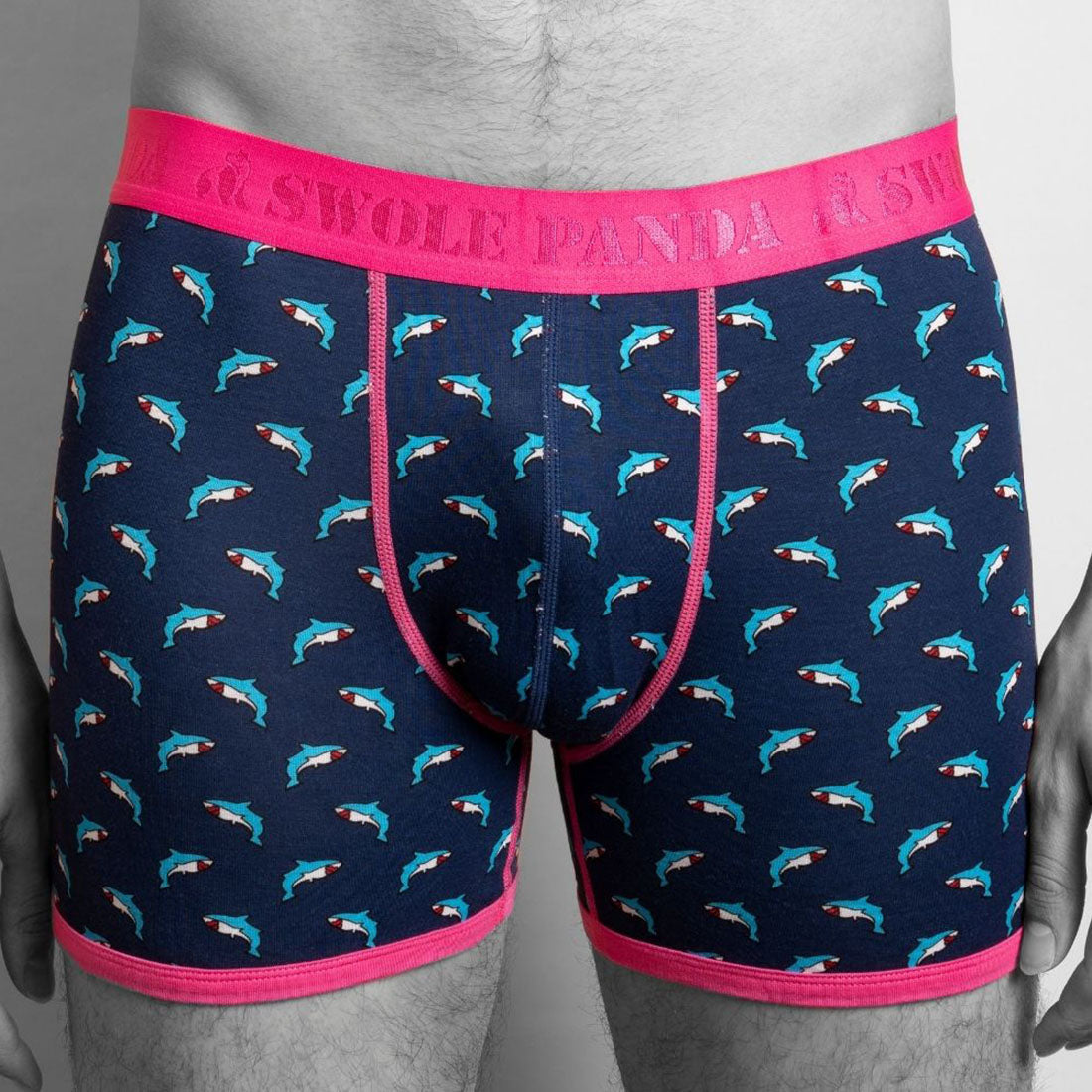 Swole Panda Bamboo Boxers – Breathable Shark Print Men's Underwear