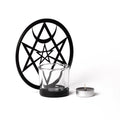 Alchemy Gothic Hexagram Tealight Holder – Black Iron & Glass Candle Stand